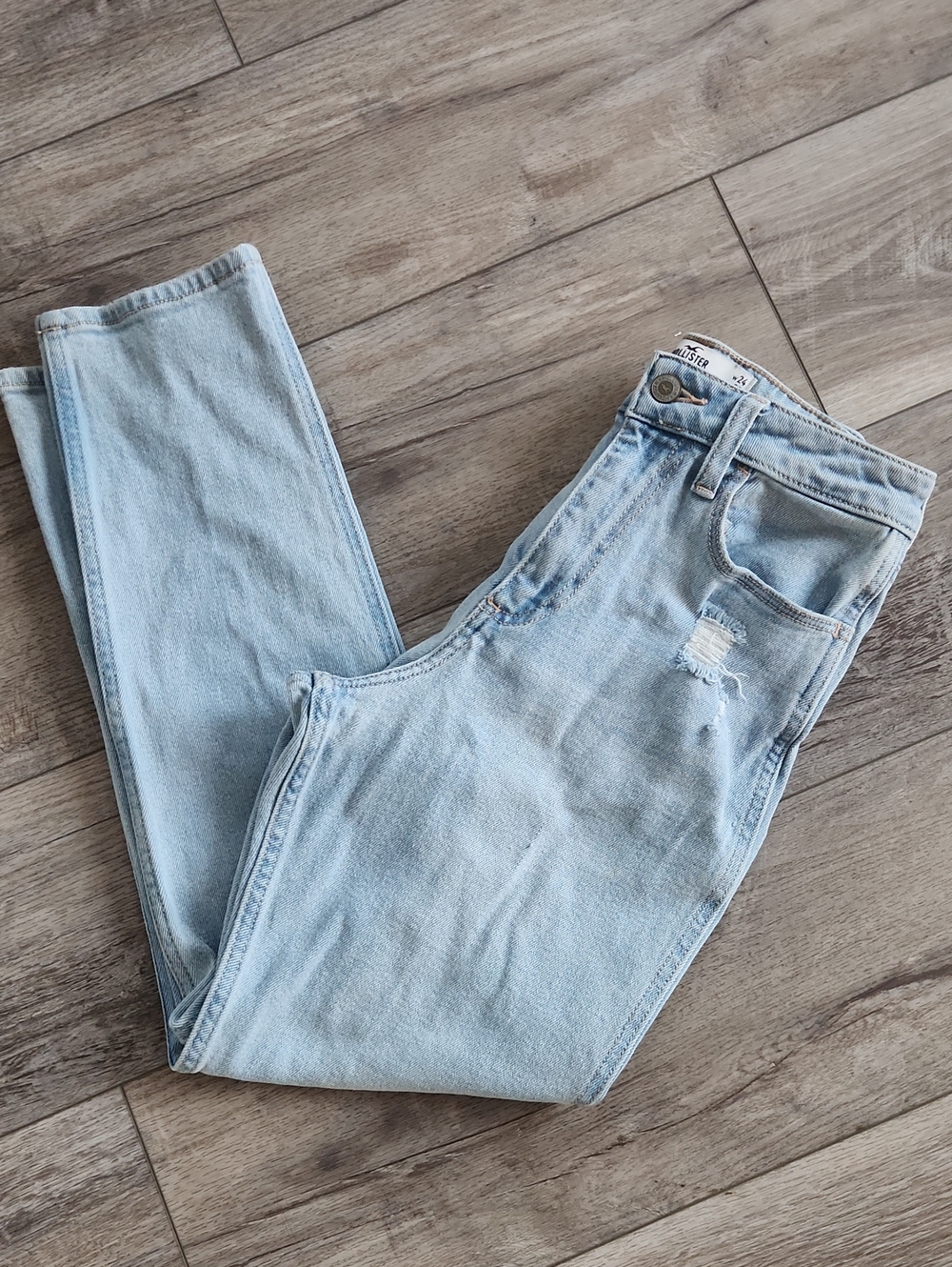 Hollister Light Blue Straight Leg High-Rise Jeans